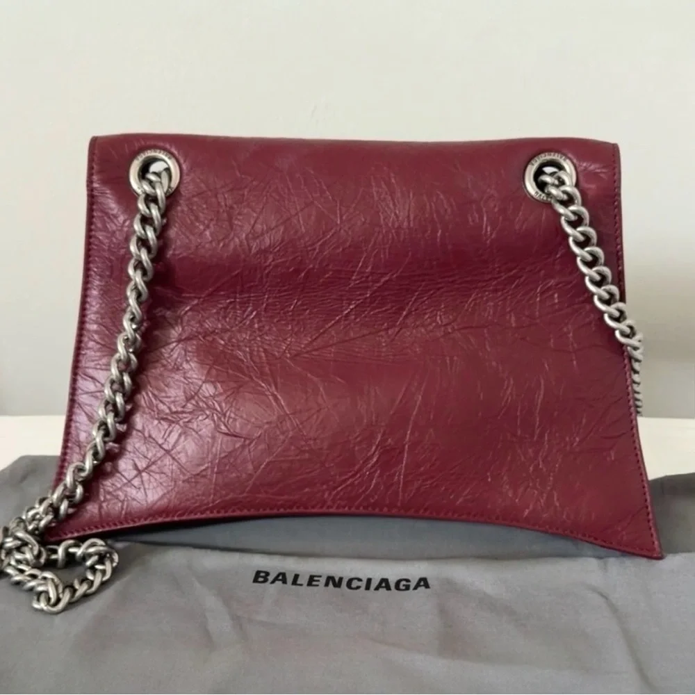 BALENCIAGA Crush Leather Medium  Chain Shoulder Handbag Tote Crossbody Purse New
